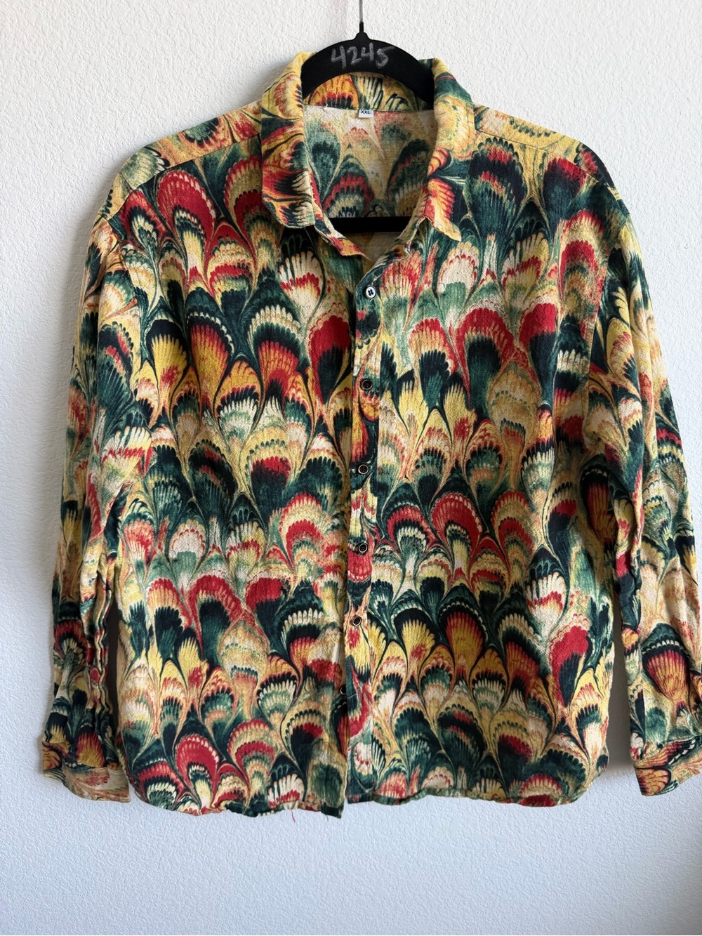 Vintage-Inspired Multicolor Patterned Button-Up shirt